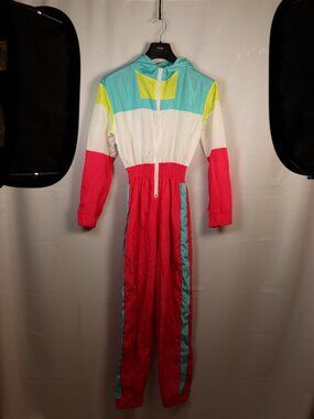 Vintage 80s 90s Color Block Jumpsuit – Women’s Medium – Jazzercise Workout
